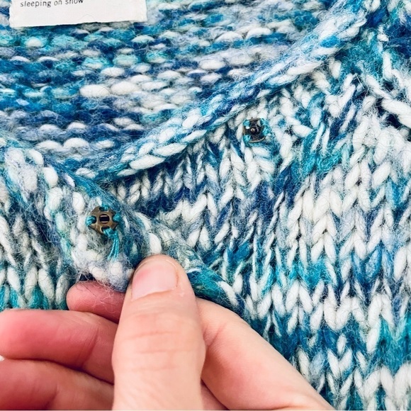 Anthropologie Sleeping On Snow Anthro Blue Marled Wool Sweater Medium - Picture 4 of 8